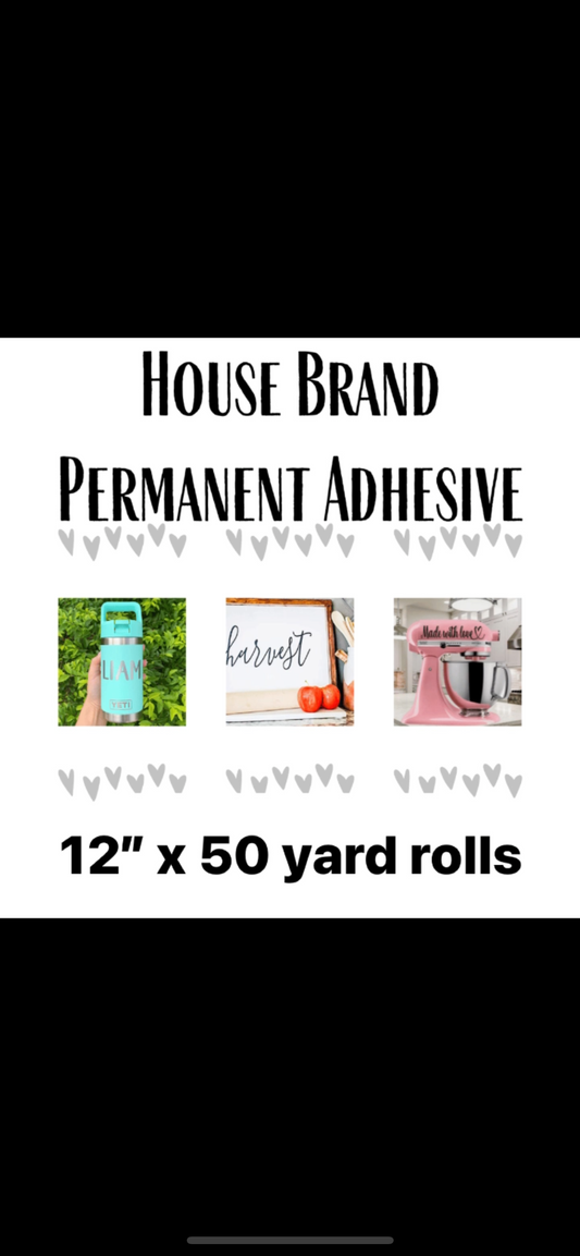 House Brand Permanent Adhesive 12”x50 yard Rolls